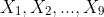 X_{1},X_{2},...,X_{9}